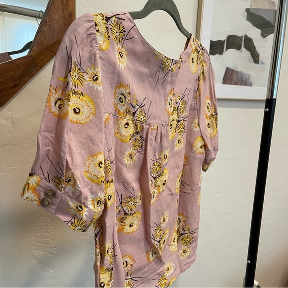 Madewell button front blouse pink and yellow floral dandelions - XS - Picture 10 of 10